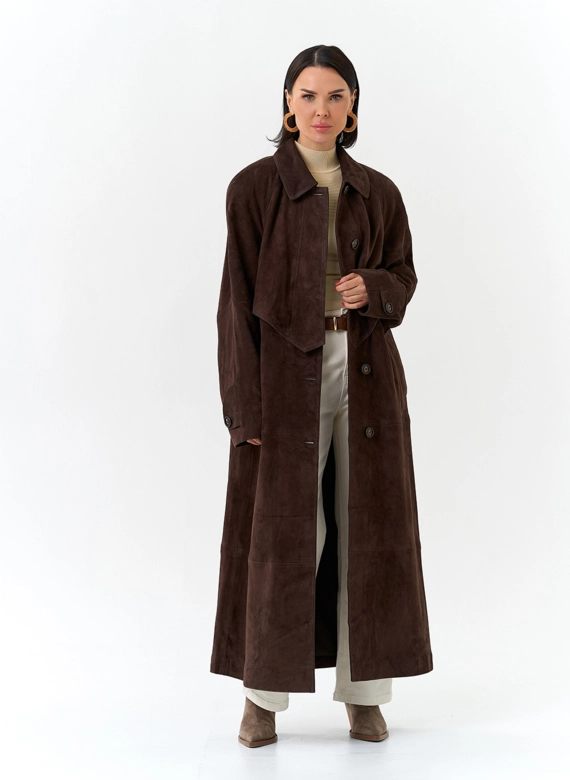 Женский плащ из натуральной замши