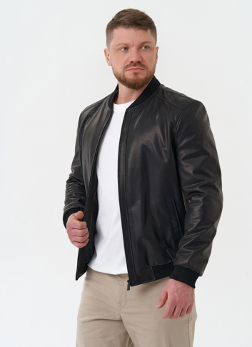Мужская куртка бомбер из натуральной кожи