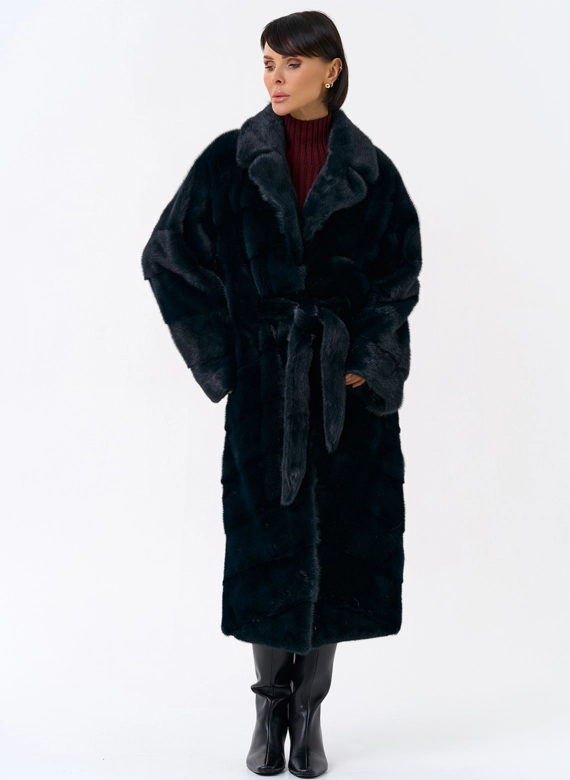 Зеленая шуба из норки