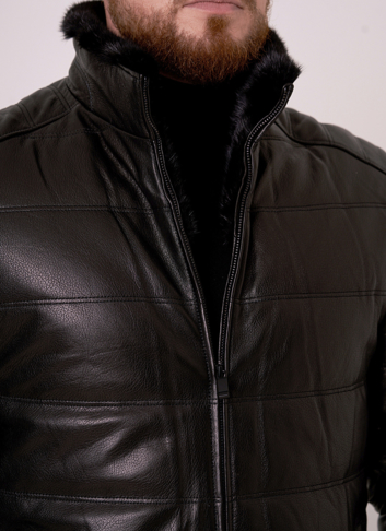 Мужской пуховик из натуральной кожи 