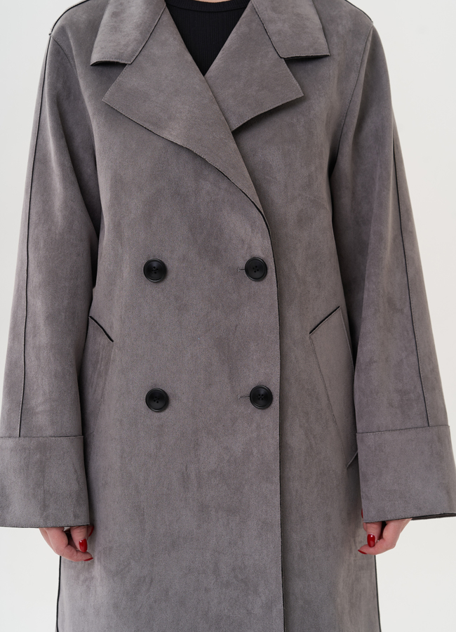 Пальто из эко замши модель № 26867 универмаг малина