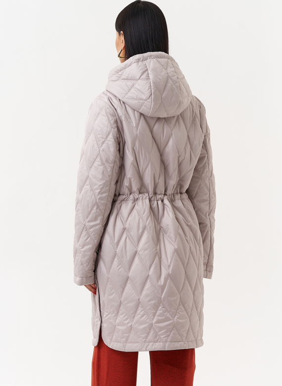 Женское утепленное полупальто с капюшоном