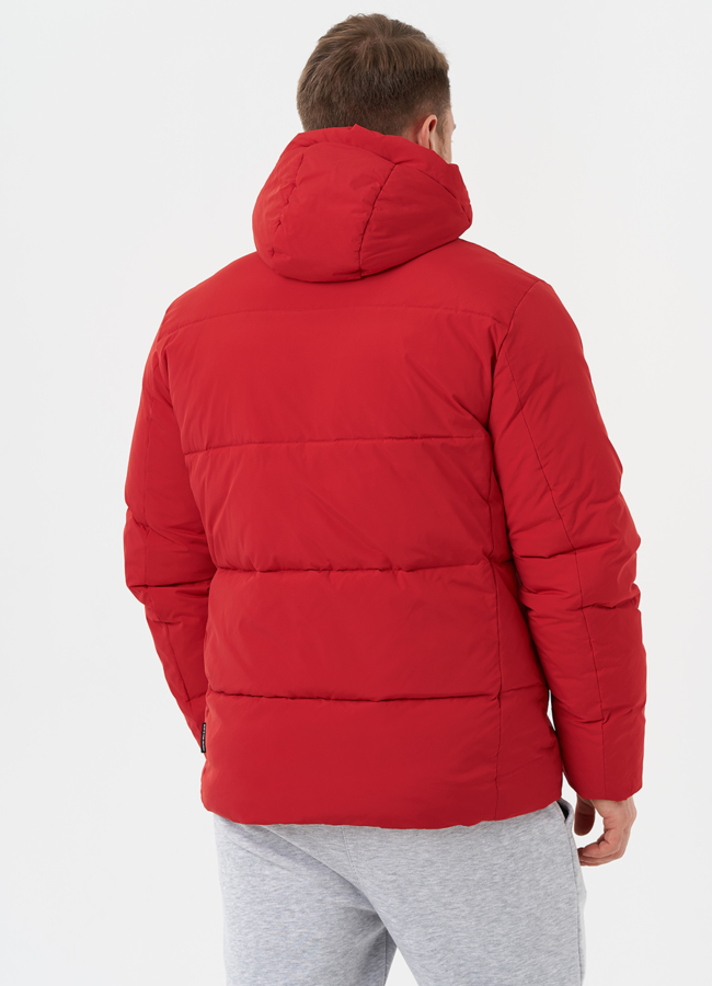 Яркий пуховик с капюшоном модель № 28395 универмаг малина