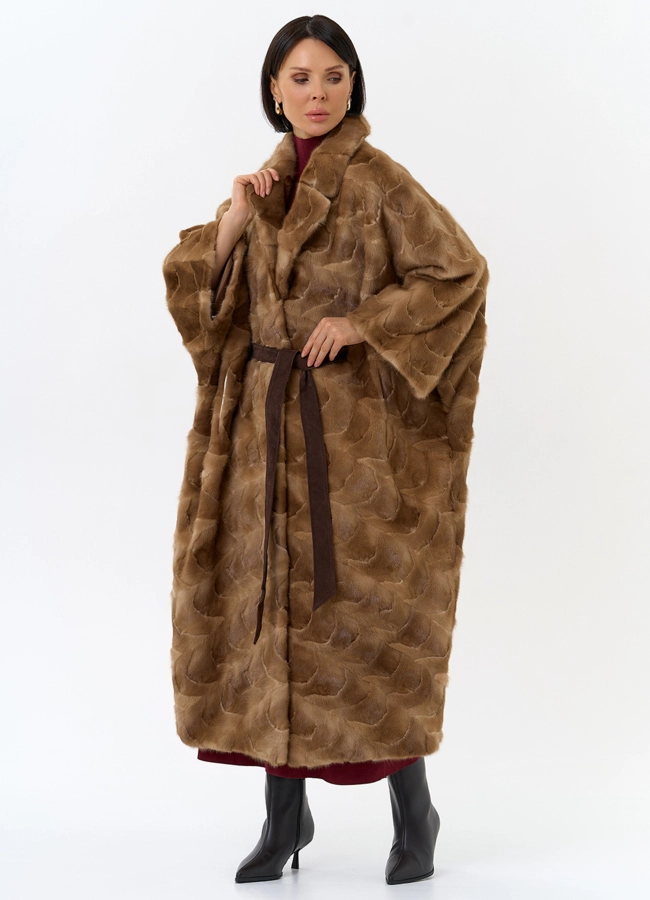 фото Шуба из меха норки с английским воротником модель № 31181