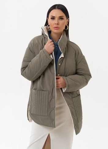 Женская двухсторонняя куртка с воротником стойкой