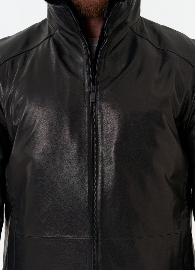 Мужская дубленка черного цвета модель № 31778 универмаг малина