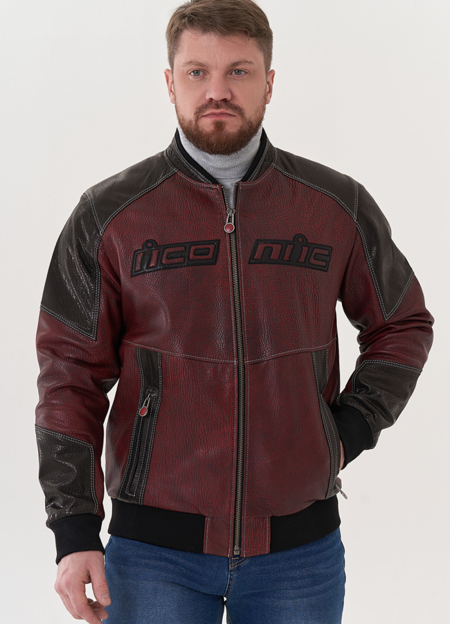 Мужская куртка мото из натуральной кожи модель № 26825 универмаг малина