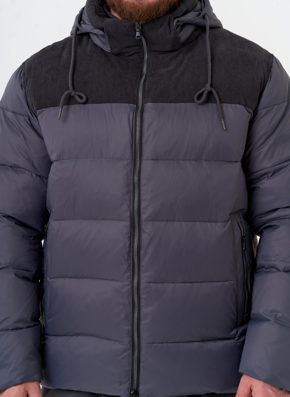 Мужской пуховик с отделкой из вельвета