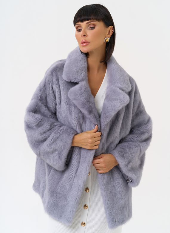 Куртка из меха норки с английским воротником