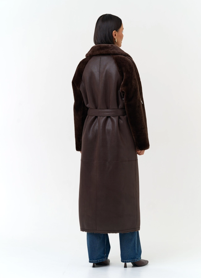 фото Женская дубленка из эко замши модель № 33914
