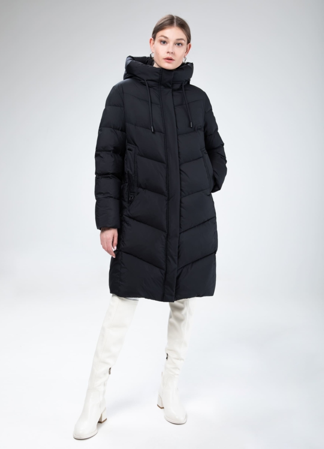 фото Женский пуховик с капюшоном  модель № 25804