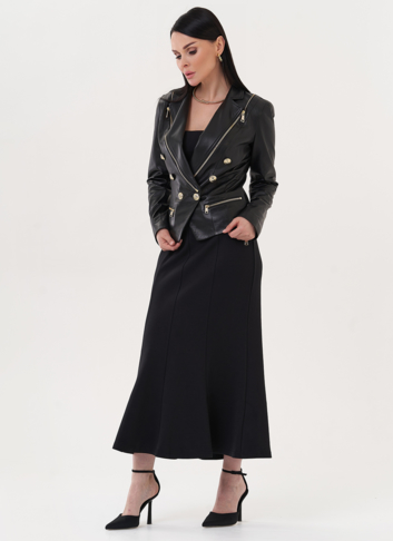 Куртка из натуральной кожи с акцентными пуговицами