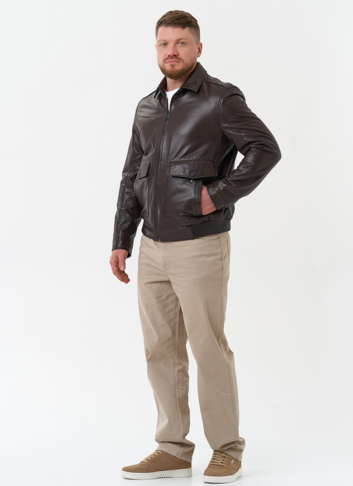 Мужская куртка из натуральной кожи коричневого цвета