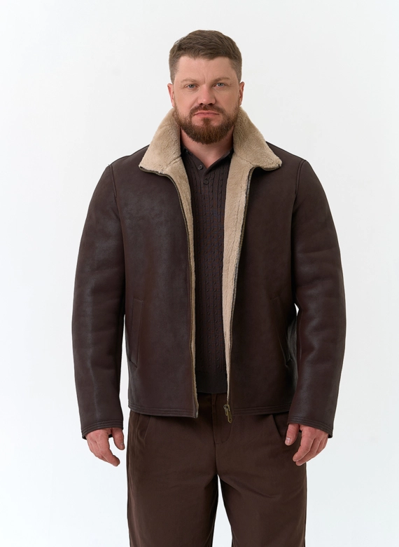 Мужская дубленка из эко замши фото