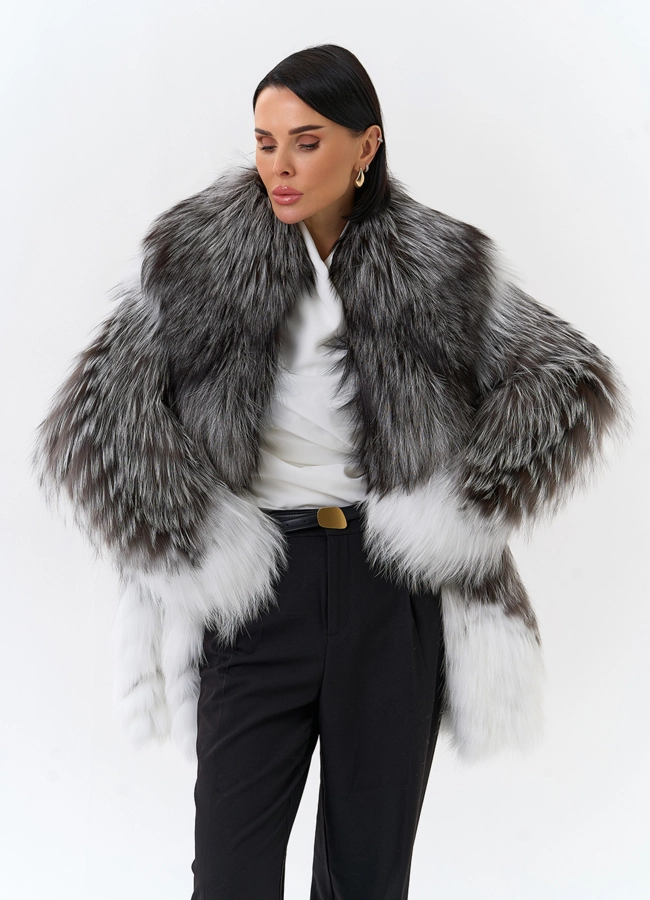 Шуба из меха чернобурой лисы модель № 32142 в рассрочку
