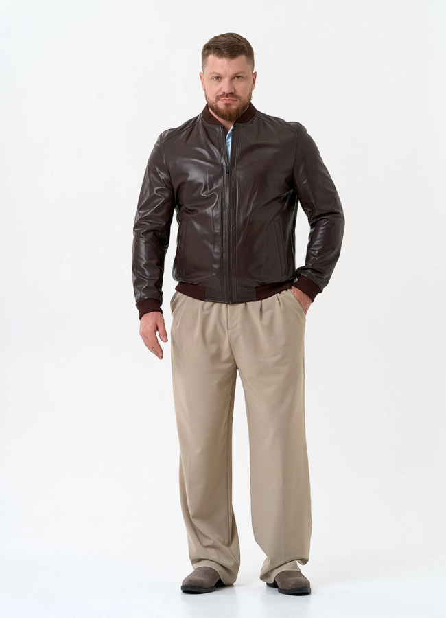 Мужская куртка бомбер из натуральной кожи модель № 32549 в рассрочку фото