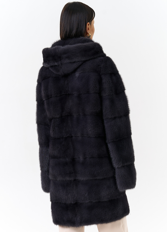 фото Норковая шуба трансформер с капюшоном модель № 24956