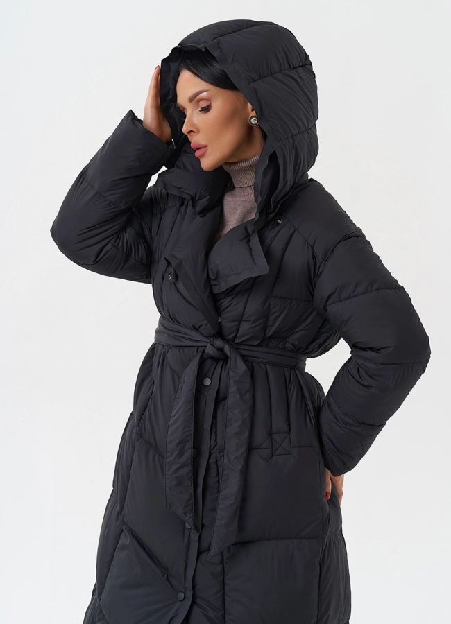 Женский пуховик с капюшоном  модель № 28962 универмаг малина