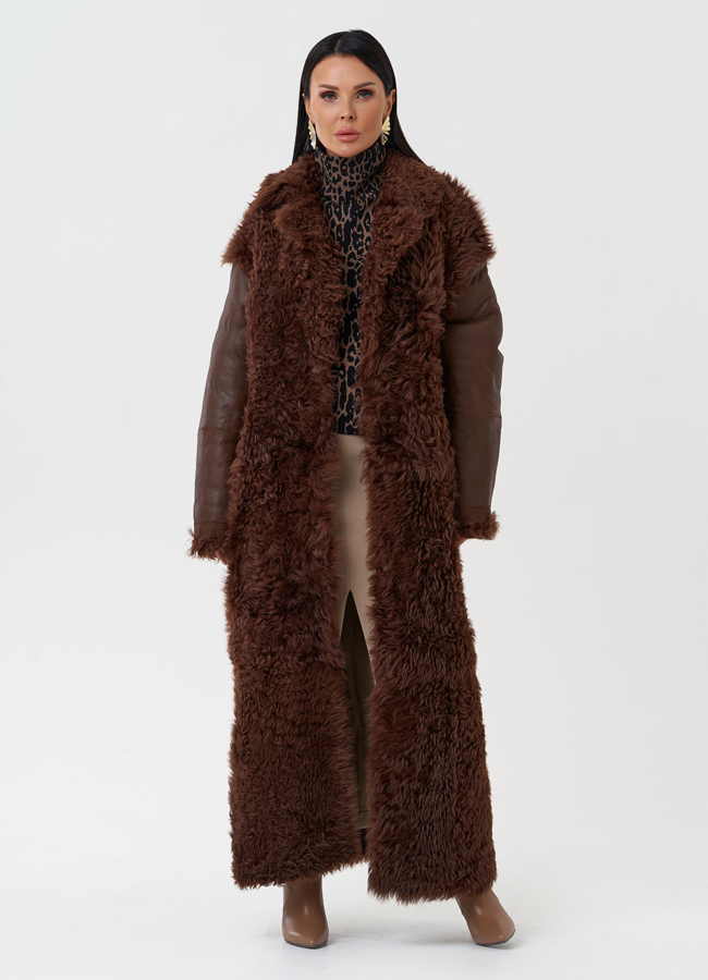 Двухсторонняя натуральная дубленка модель № 28425 универмаг малина