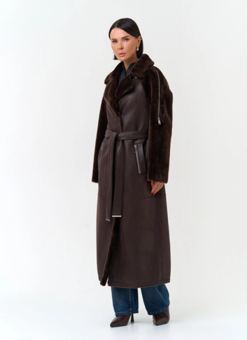 Женская дубленка из эко замши