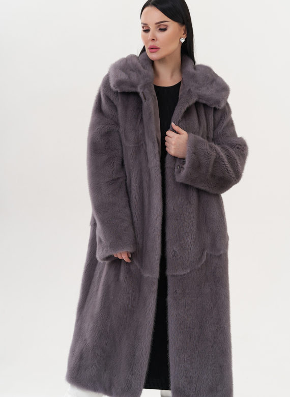 Шуба из норки с капюшоном